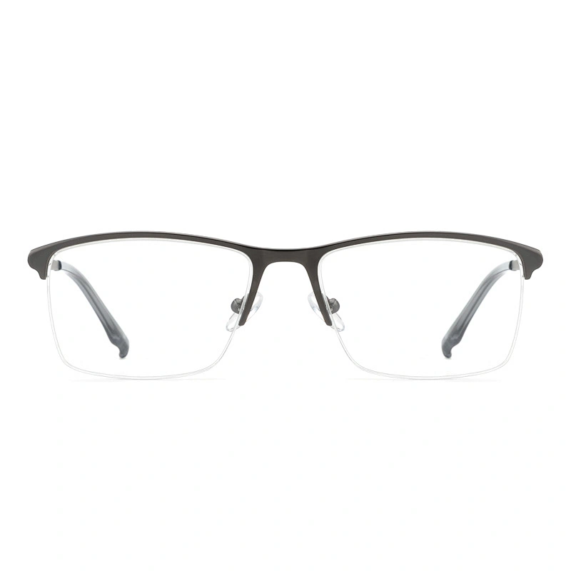 Monturas ópticas de metal de media montura para hombre, diseño clásico